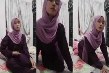 Ukhti Hijab Pink Cantik Live Bersantai Kasur